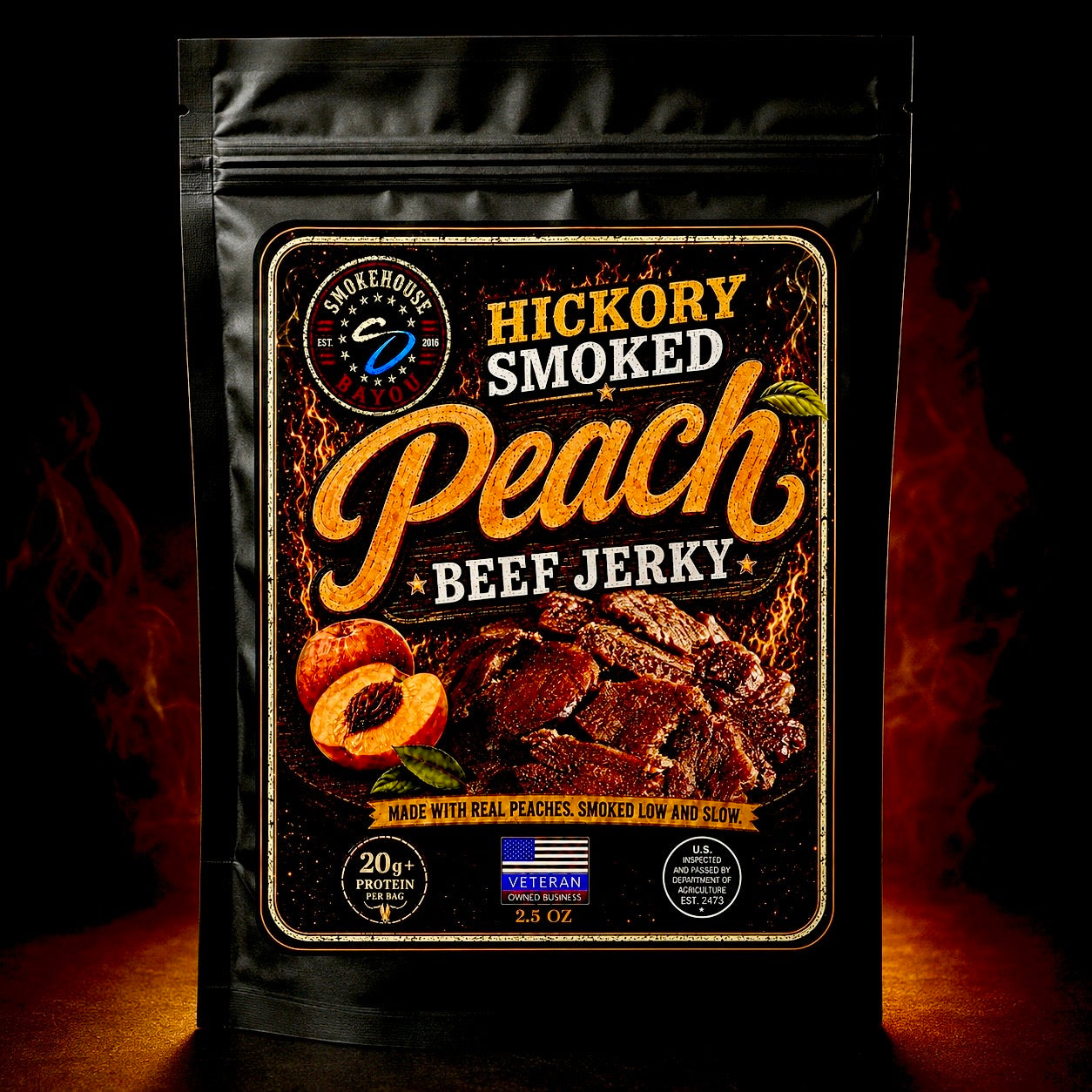 Hickory Smoked Peach Beef Jerky – 2.5 oz