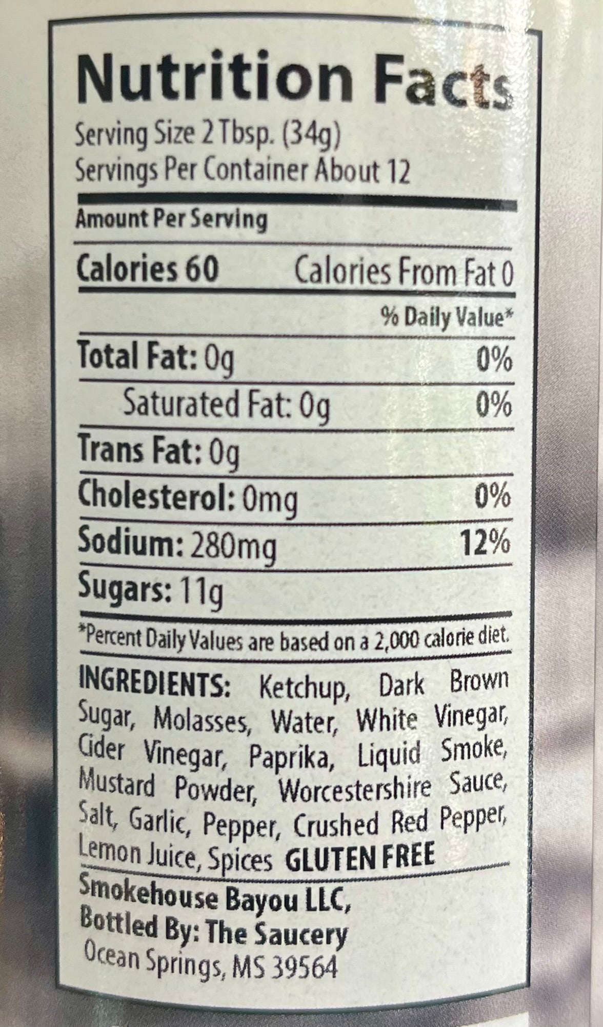 Nutrition facts label on a product container with ingredients listed.