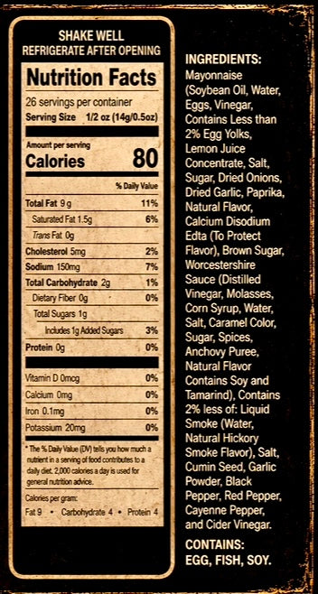 Nutrition facts label and ingredients list on a black background